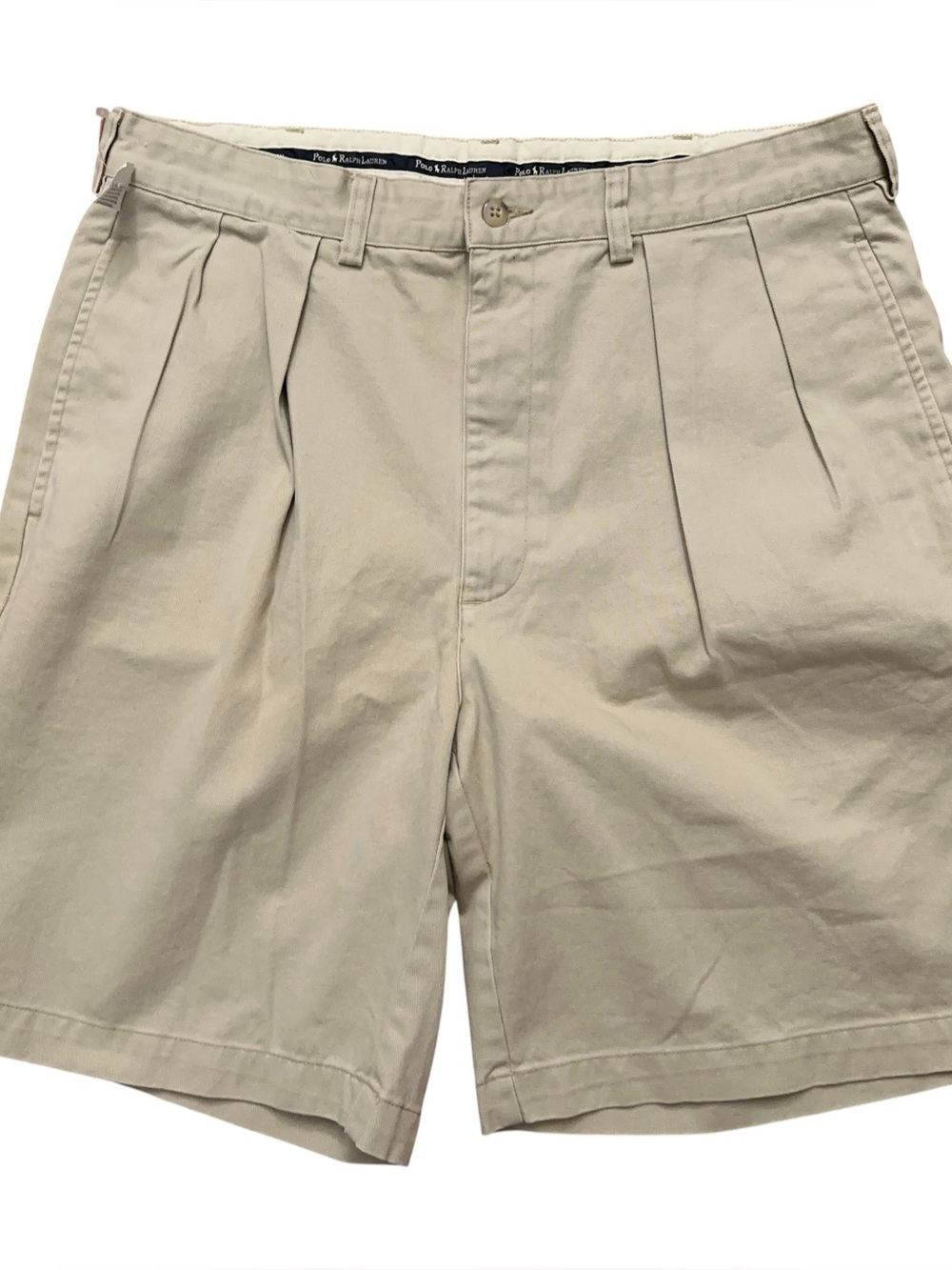 Polo Ralph Lauren Tyler Shorts Mens 34 Chino Pleated Beige Vintage 90s New